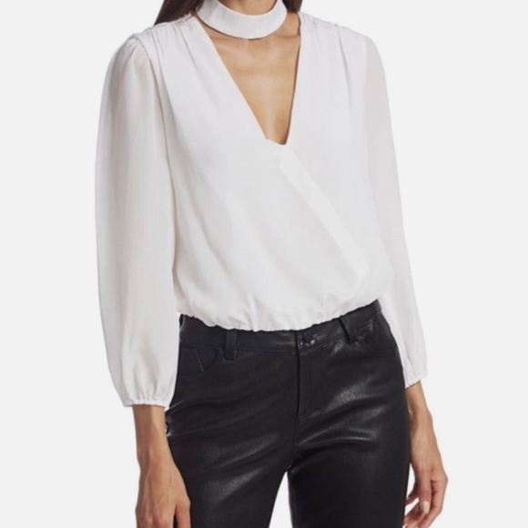 ★NWT Alice+Olivia Silk Blouse with detachable Choker White S★ - Picture 2 of 9